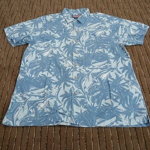 Vineyard Vines Casual Button Down Blue Fishing Shirt Men's Large
